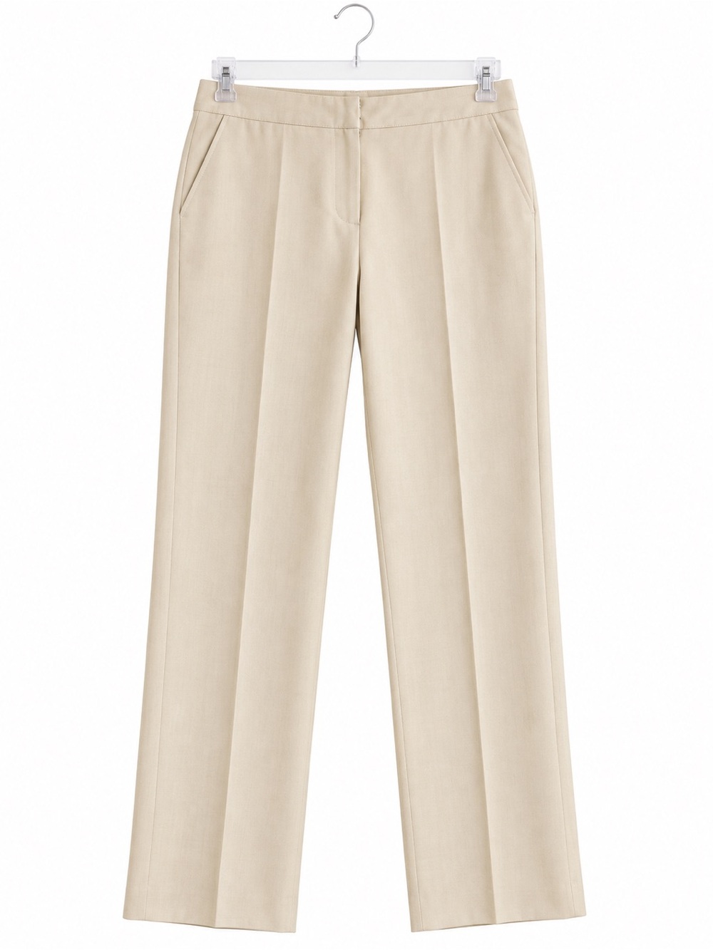 St. John Beige Textured Straight-Leg Lined Pants Size 4
